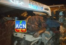 ट्रेलर और कंटेनर के बीच हुआ भीषण सड़क हादसा, आपस में टकराई ट्रेलर और कंटेनर , ट्रेलर चालक घंटो रहा फंसा रहा,मौके पर हुई दर्दनाक मौत , देखिए वीडियो