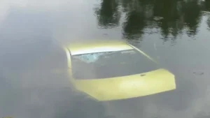 Car plunged into pond 1788690632