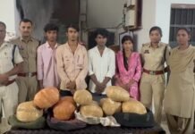 नशे के खिलाफ पुलिस की बड़ी कार्रवाई,13 किलो गांजे के साथ 4 अंतरराज्यीय तस्कर गिरफ्तार,एक महिला भी शामिल, 6.5 लाख का गांजा जब्त